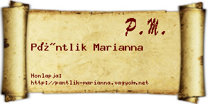 Pántlik Marianna névjegykártya